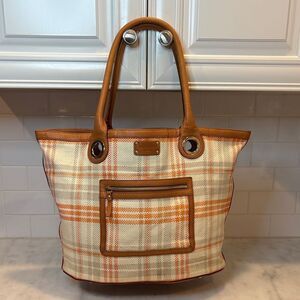Kate Spade Bag Purse Handbag Woven Plaid XL Tote Bag RARE Pocketbook